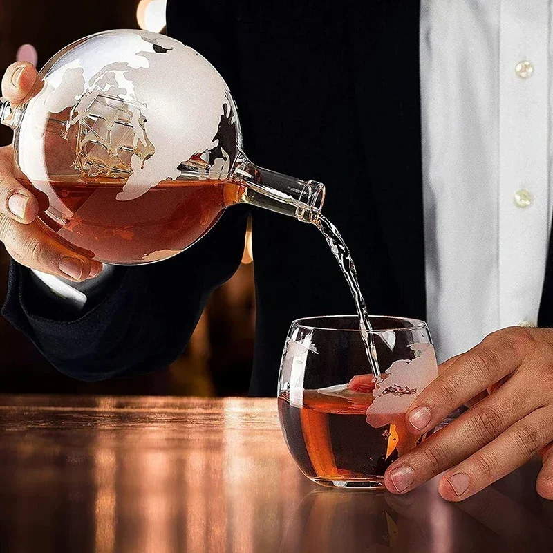 Decanter Globe Set - 850ml Whisky Globe Decanter Set met