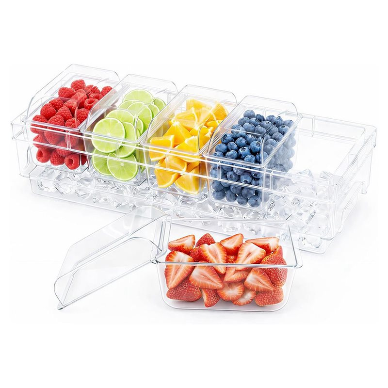Garnish Tray Set - AB66-gekoelde sausbakjes, taco-bar serveerset voor feestjes,