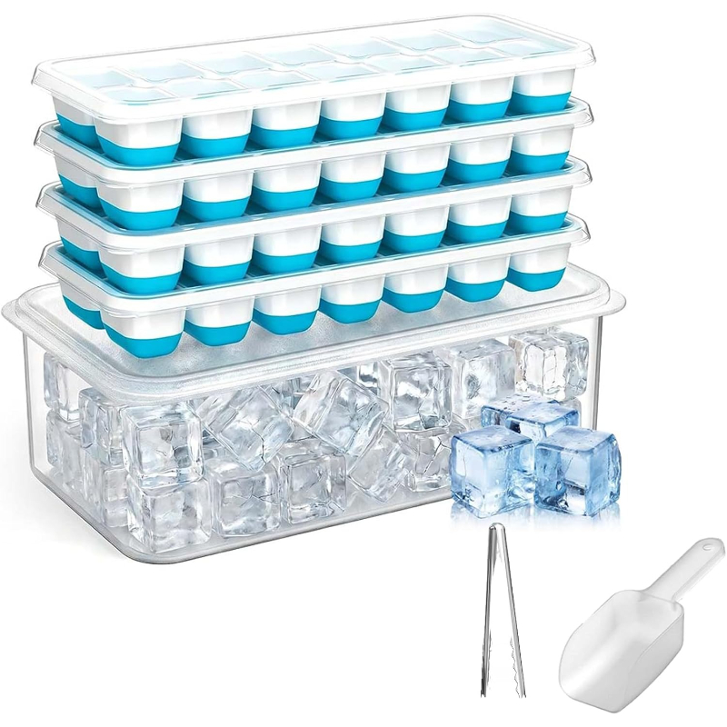 Ice Pick Pick - IJsblokjesbakjes met opbergbak en schepje, 4-pack,