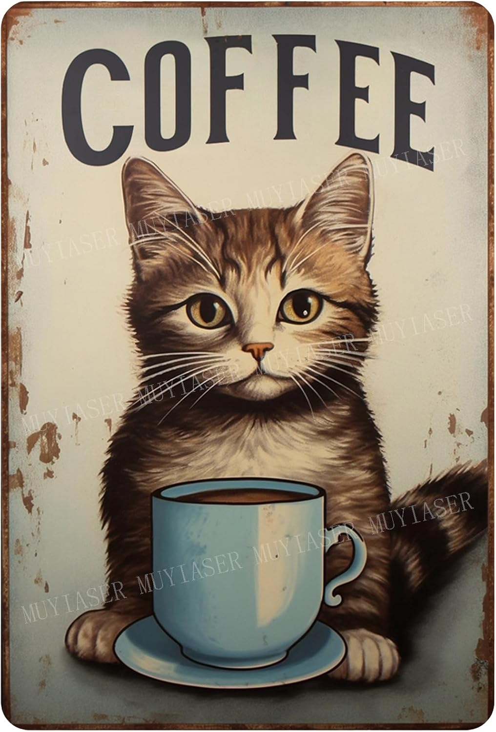 Home Bar And Coffee - Metalen borden kat koffie retro bord