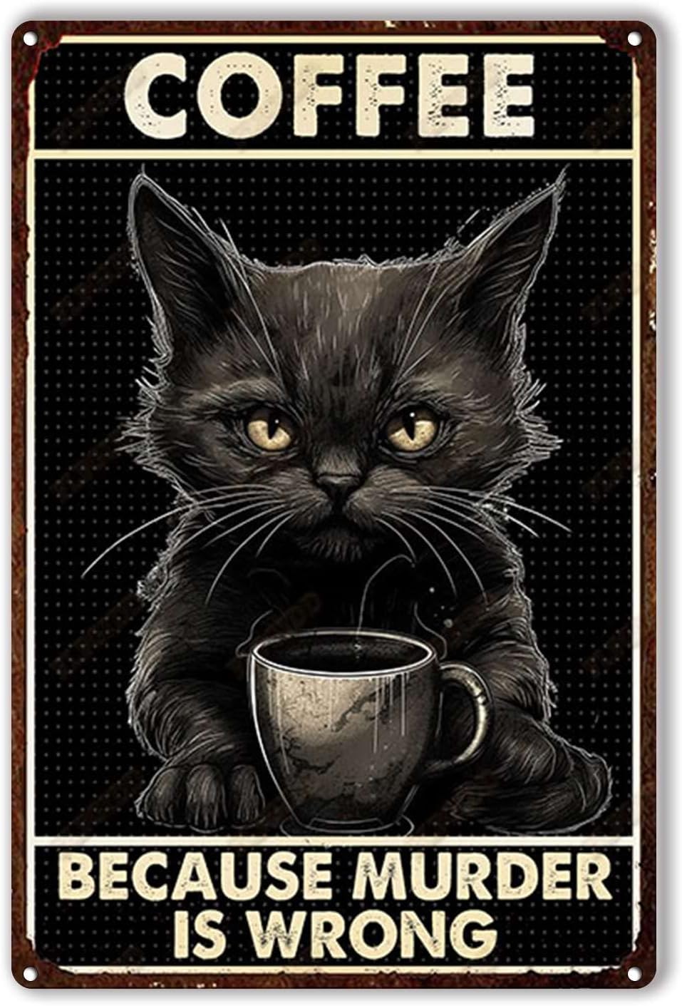 Tinnen plaquette koffiekat omd - Home Bar And Coffee recensie en prijs