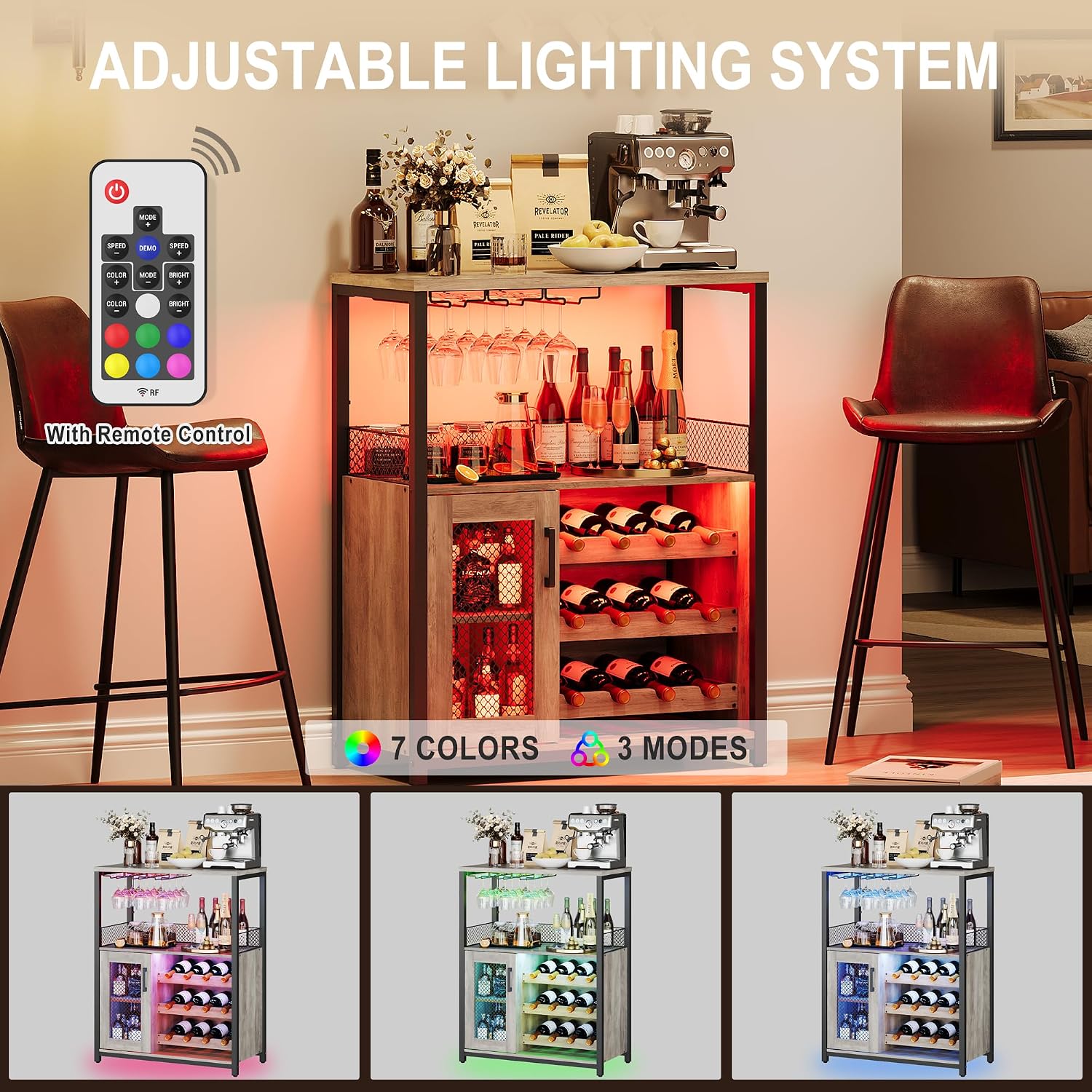 3-laags wijnbar kast met LED-v - Home Bar And Cabinet recensie en prijs